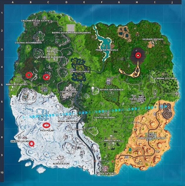 Discover the 5 highest points on the map in Fortnite!