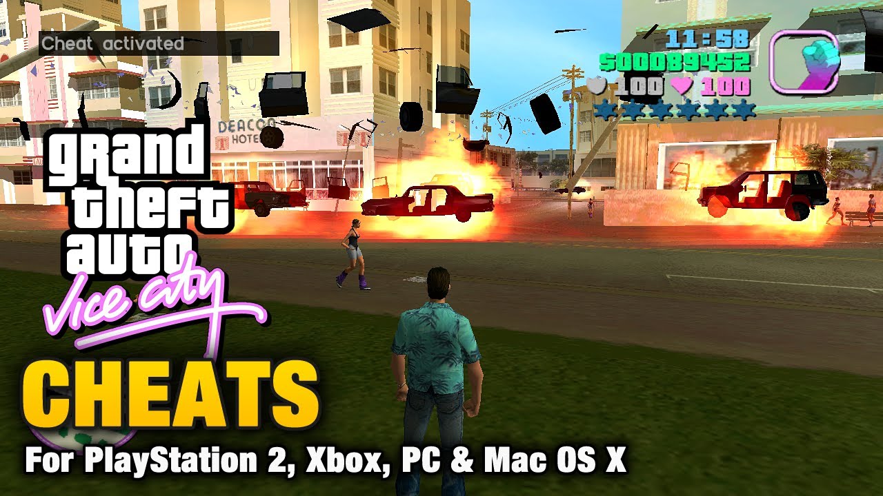 GTA Vice City codes for PS2 and PS3: weapons, max life and cars