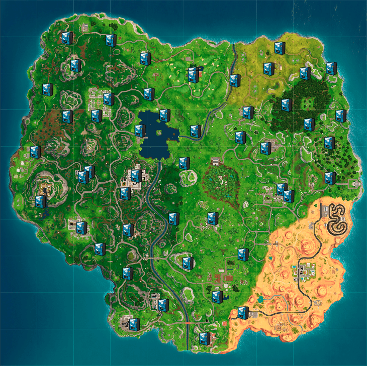 Find the vending machines in Fortnite on the map!